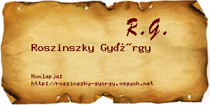 Roszinszky György névjegykártya